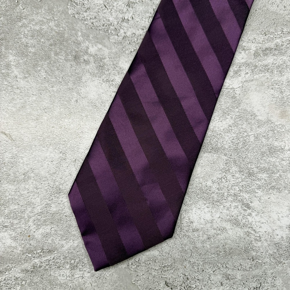Stacy Adams Microfiber Tie Mens One Size Purple Striped Made In China Necktie